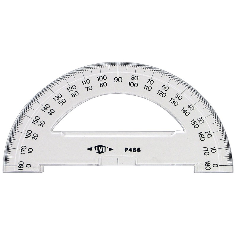 Alvin, P466, 6" Semicircular Protractors, 0.09" Thick Clear Plastic, School