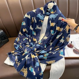 GFM® Cat Scarf - Spring Summer - Mother's Day, Birthday, Christmas (CTSCF-B), CT-55-Blue, 42, CT-55-Blue