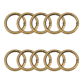 XCSJ 10 x Carabiner Round 35 mm OD 25 mm ID Very Robust Zinc Alloy Carabiner Ring Carabiner Hook Round Carabiner Ring O Ring Round Carabiner for Bag, Keys, DIY Crafts (Bronze)