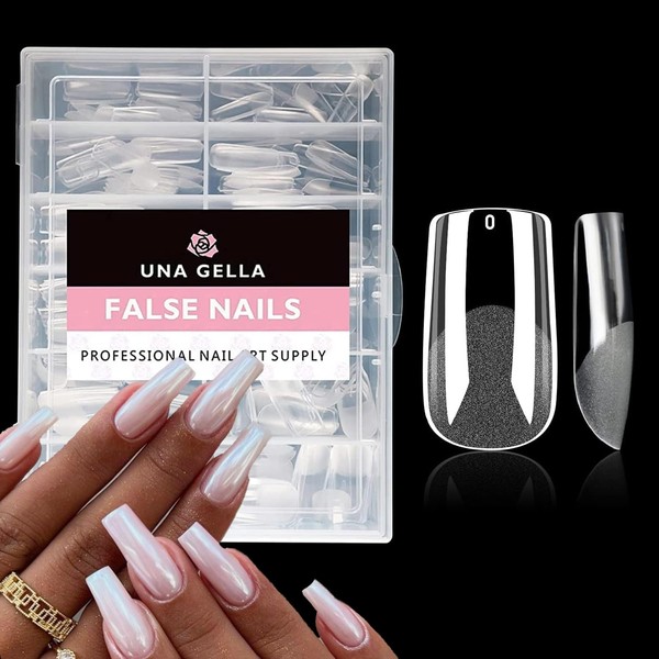 UNA GELLA Square Fake Nails, 504pcs Gel Nail Tips Clear