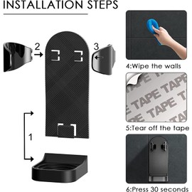 AQQUP 調節可能な電気シェーバーホルダー 壁取り付け 2パック 粘着式カミソリハンガー 電気カミソリ バスルームシャワーオーガナイザー ブラック