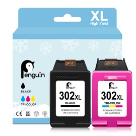 Penguin 302 XL Printer Cartridges for HP 302XL for HP Envy 4525 4522 4520 for HP Officejet 3630 3632 3636 3639 for HP Deskjet 5220 5230 5232 3831 3833 Remanufactured Cartridges (1 Black 1 colour )