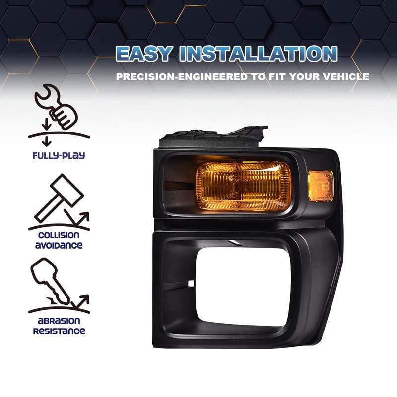PIT66 Headlight Trim Bezel with Parking Turn Signal Light,Compatible with