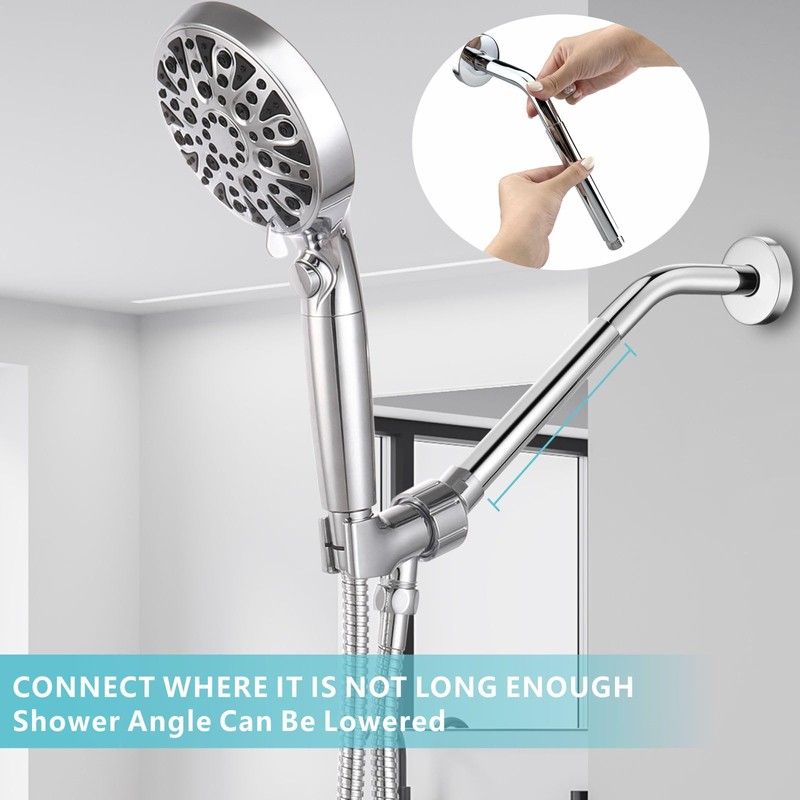 Nuodan Shower Head Extension Arm, Solid Stainless Steel Shower Pipe