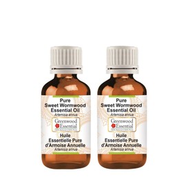 Greenwood Essential Pure Sweet Wormwood Essential Oil (Artemisia annua) Steam Distilled (Pack of Two) 50ml X 2 (3.38 oz)