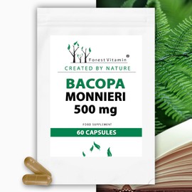 Bacopa Forest Vitamin - Bacopa Monnieri 500 mg - Capsules - Small Leaf Bacopa - Energy and Mood - Memory and Concentration (60)