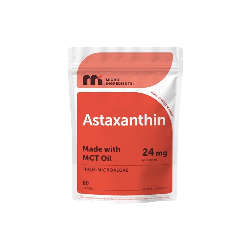 Micro Ingredients Astaxanthin 24mg with MCT Oil, 60 Softgels, 2