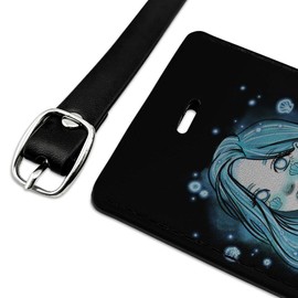 Watercolor Sketch of Modern Day Mermaid Rectangle Leather Luggage Card ID Tag