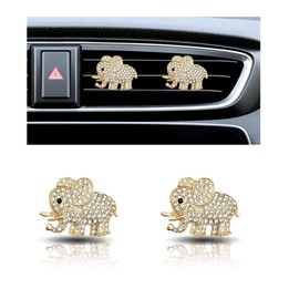 2PCS Crystal Diamond Car Air Vent Clip, Elephant Bling Charms Crystal Car Air Vent Clip Car Freshening Diffuser, Bling Car Interior Decorative Accessories for Women Girls