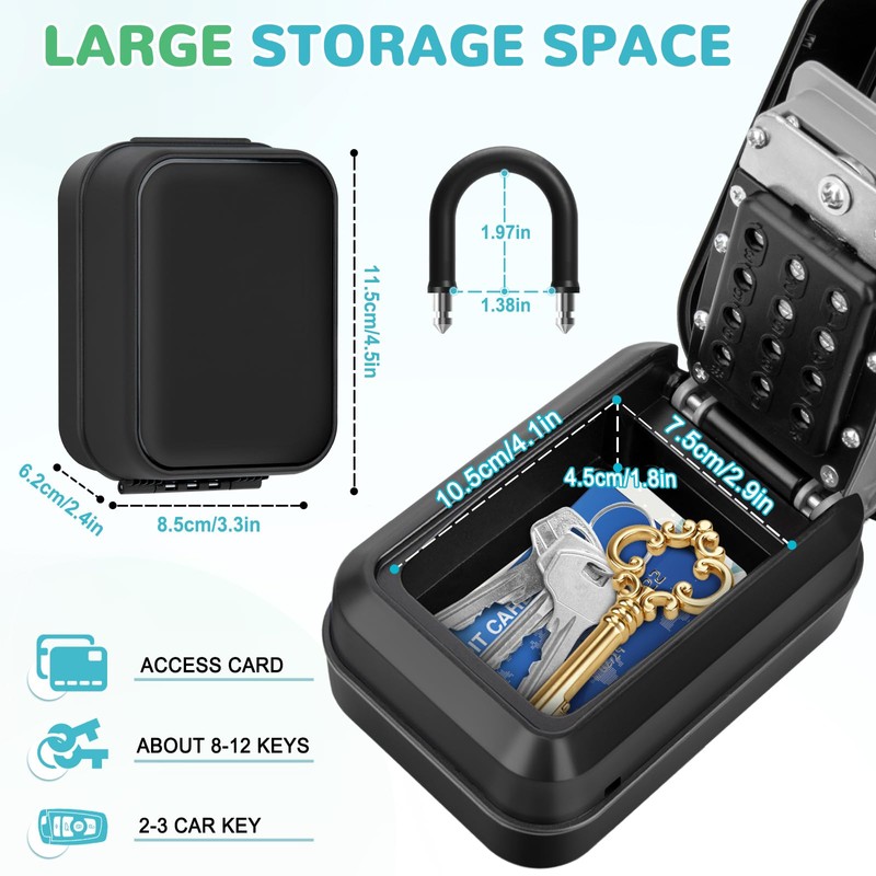 KTUEOV Key Safe with Number Code, 12 Digit Key Safe