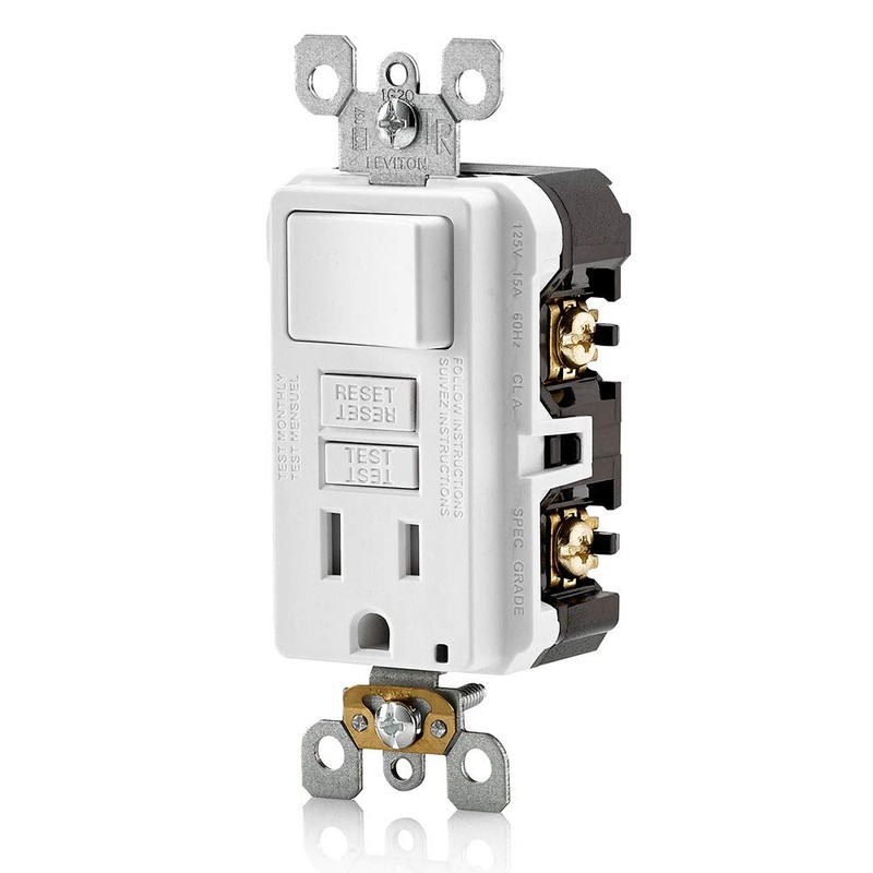 Leviton GFSW1-W SmartlockPro Slim GFCI Combination Switch, Tamper-Resistant Receptacle with