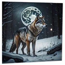 Snow Wolf Moon Greeting Card Birthday Card 145 x 145mm