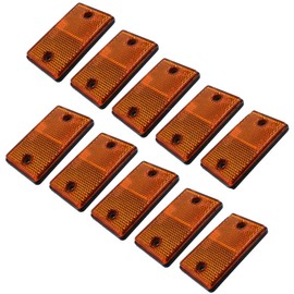 10 x Orange Amber Rectangular Reflectors for Driveway Gate Fence Post Trailers