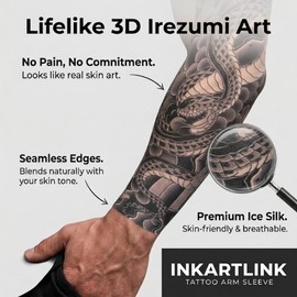 INKARTLINK 2 Pcs Snake Tattoo Arm Sleeves, Sun Protection
