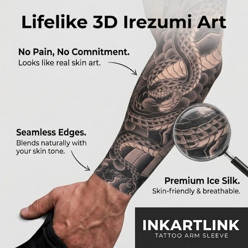 INKARTLINK 2 Pcs Snake Tattoo Arm Sleeves, Sun Protection