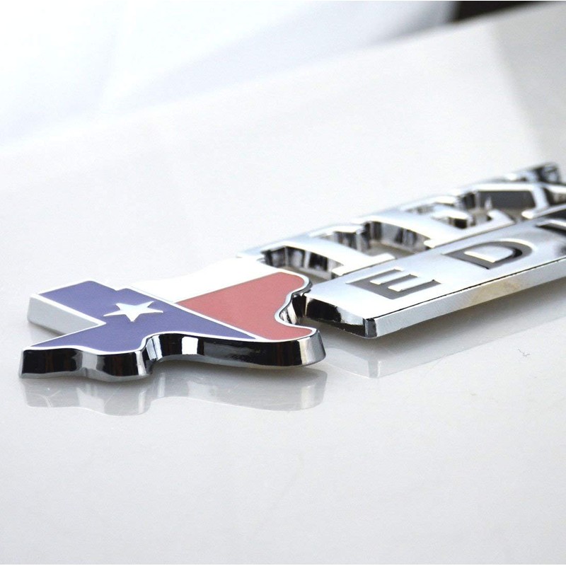 1x Metal Chrome TEXAS Edition Star Sate Flag Emblem Fender