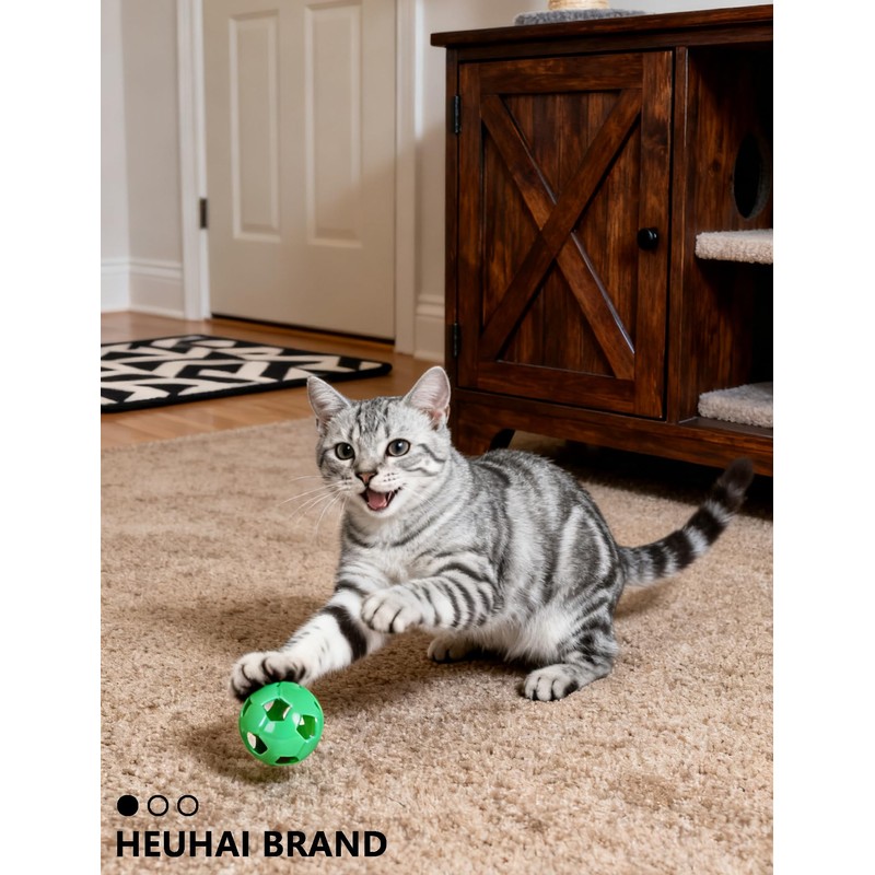 HEUHAI 6 Pcs Cat Toys Balls, 4 Bell Balls and