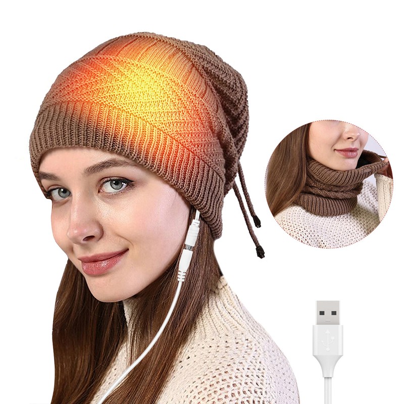 USB Electric Heating Hat Warm Heated Hat Outdoor Knitted Heated