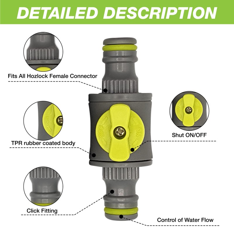 in-Line quick release shut off valve kit compatible with Hozelock