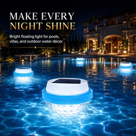 Damijda Solar Floating Pool Light for Above Ground & Inground Pools, Waterproof LED Pool Lights for Pool, Pond & Fountain, Solar Powered Floating Light for Outdoor Water Decor