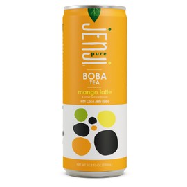Jenji Pure Boba Tea, Mango Latte Flavor | 10.8 fl oz, Pack of 12 | Plant-Based Beverage