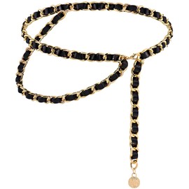 YooAi Chain Belts Leather Waist Belt for Women Layered Metal Chain Belt Gold XL/2XL