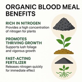 𝐁𝐄𝐒𝐓𝐒𝐄𝐋𝐋𝐄𝐑 Organic Blood Meal Fertilizer by Gardenera - 12-0-0 NPK - All-Natural Plant Food Source of Nitrogen for Organic Gardening, Flowers, Vegetables, Trees & Shrubs [16 OZ]