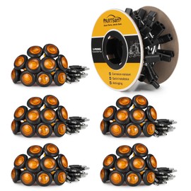 Partsam 50 Pcs 3/4" Amber Side Marker Lights with Connector Plug + 2 Pin Continuous Wire Harness Roll, Plug and Play Hassle-Free Installation for Trailers, Trucks, Vans, RVs, ATVs, Buses