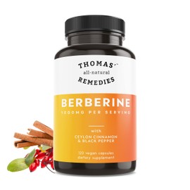 Thomas' all-natural Remedies Berberine 500mg (1000mg Per Serving)- 120 Vegan Capsules- with Ceylon Cinnamon & Black Pepper- Supports Healthy Immune Function & Overall Wellness