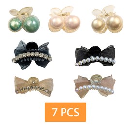 Traziewell Small Hair Clips 7 Pcs Elegant Hair Accessories Fashion Hair Claws Pins Clamps for Girls Women Claw Clips for Thick Hair Aesthetic Lladies Hair Accessories 2613