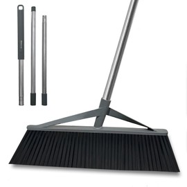 Xifando 17.7inch Wide Large Broom for Sweeping Indoor or Outdoor, Whole Length 57inch Long Handle Heavy Duty Broom with Soft Bristle