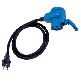 CEE Adapter Cable Angle Coupling with Socket to Earthing Contact Plug 1.5 m Cable IP44 230 V / 16 A 3-Pin for Camping, Adapter Cable for Boat, Camper, Caravan, Motorhome, Angle Socket, Blue