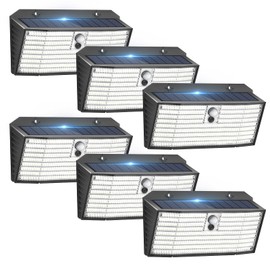 APILAB Upgraded Solar Lights Outdoor, 6 Pack 418 LED Motion Sensor Outdoor Lights, 3 Modes Security Light, IP65 Waterproof Solar Powered Wall Light for Outside Yard Garage Deck Fence