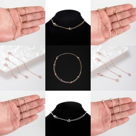 Softones 12-18Pcs Ankle Bracelets Extenders-Extension for Womens Jewelry(1 2 3 Inch),with Lobster Clasp and O-Clasp from Gold Silver Rose Gold