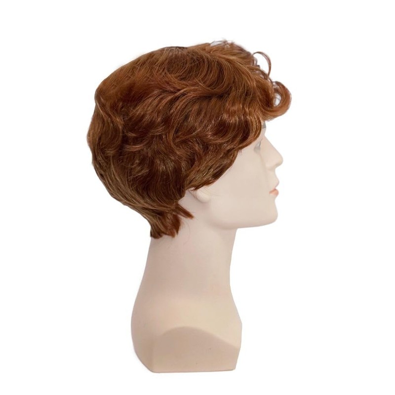 Orange Short Curly Wig for Men Ginger Natural Fluffy Side