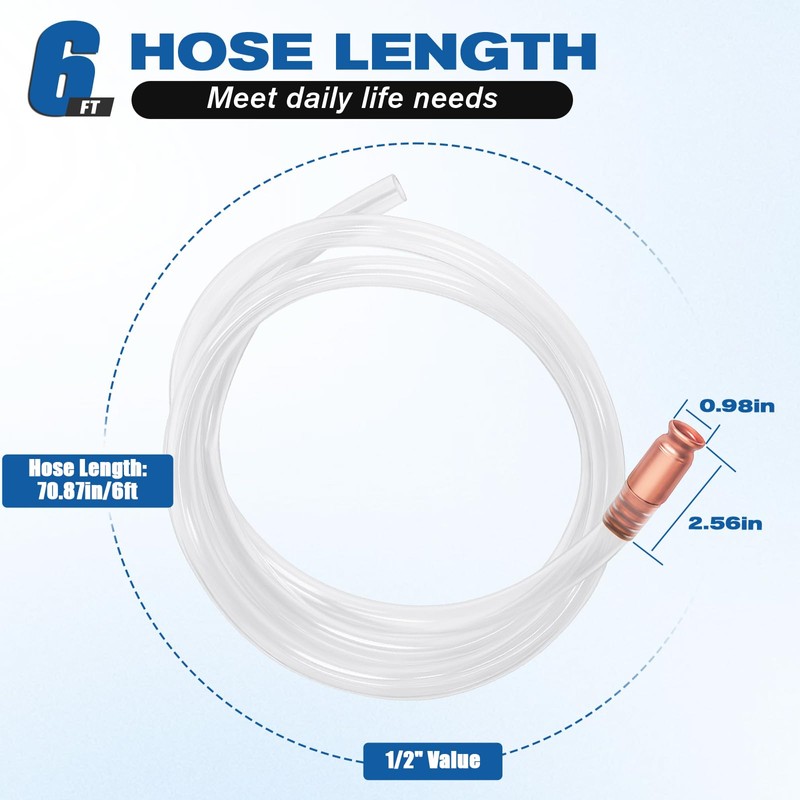 Wadoy Self-Priming Siphon Hose Pump Kit - 6FT 1/2" Valve