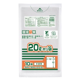 Japax GTM43B Garbage Bags, Transparent, Length 31.5 x Width 2.6 inches (80 x 65 x 0.025 mm), 10 Sheets (45 L), 10 Pieces, MAX Metallosene, 25% Biomass, Plastic Bag