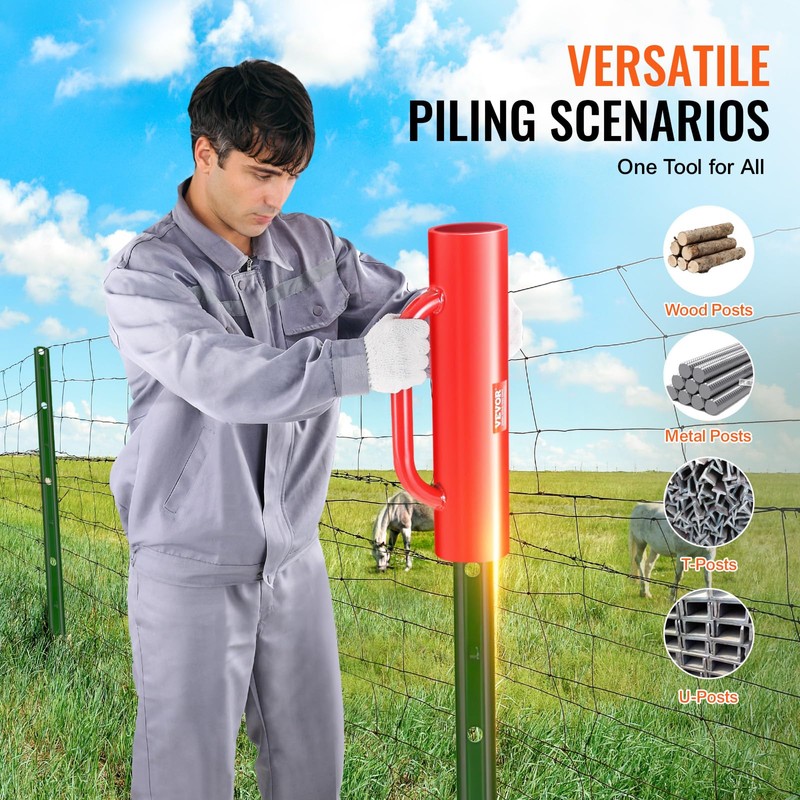 VEVOR Fence Post Driver with Handles, 2.7 in Inner Diameter