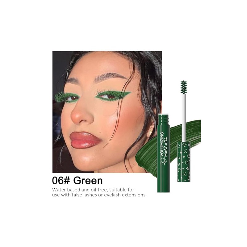 Máscara de pestañas Green Lash, resistente al agua, de larga