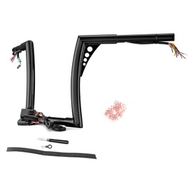 Wsays 12" Rise Pre-Wired Handlebar APE Hanger Bar-Flat Handlebar Compatible with Harley Road Glide 2008-2013 Gloss Black