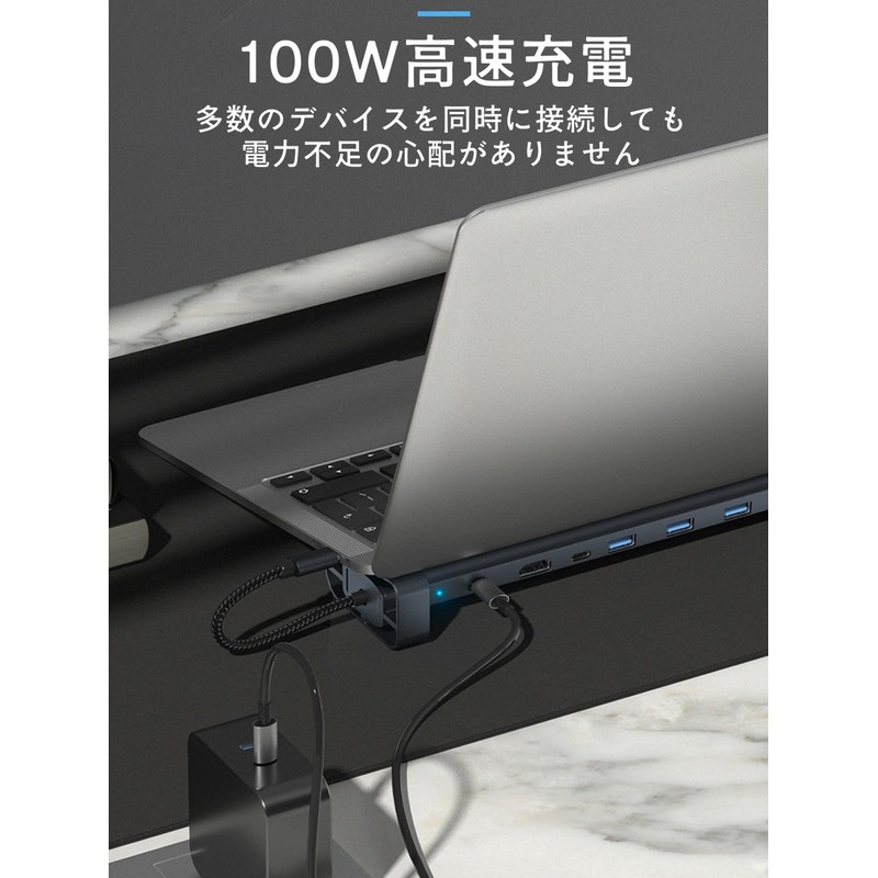 Macbook Hub 10-in-1 Type-C Laptop Stand, HDMI PD100W Fast Charging,