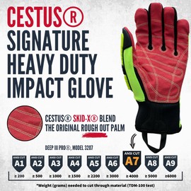 Cestus Deep III Pro, Heavy Duty Extrication Gloves, Level A7 Cut Resistant Impact Gloves (Medium)