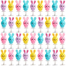 THE TWIDDLERS - 36 Bunny Spring Jump Up Pop Up Toys for Kids, 6cm - Bunny Rabbit Birthday Easter Party Favours, Multipack Goody Bag Fillers and Jumping Toy Gift Set, Classroom Prizes