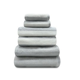 VELVETIO Pack of 2 Royal Stripe Towel for Bathroom 600GSM, Highly Water Absorbent Hand Towel 50 x 80cm, Ultra Soft Quickly Dry 100% Cotton Towels, Grey