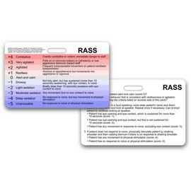 RASS - Richmond Agitation Sedation Scale - Horizontal Badge Reference Card (1 Card)
