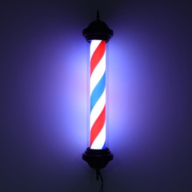 SHZICMY 40 inch Barber Pole Red White Blue Stripes with LED Light,Traditional Barber Pole Outside Barber Shop Rotating Light, Indoor and Outdoor Use, Wall Mounted