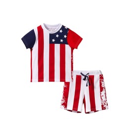 Mud Kingdom Shorts Set for Infant Boys Outfit T-shirts Cute Independence Day 4th of July American Flag 12-18 Months