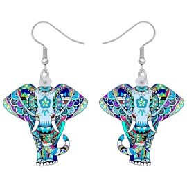 YAYAKO Acrylic Cute Elephant Earrings Dangle Jewelry Anime Elephant Gifts for Women Girls Charms, Acrylic, No Gemstone