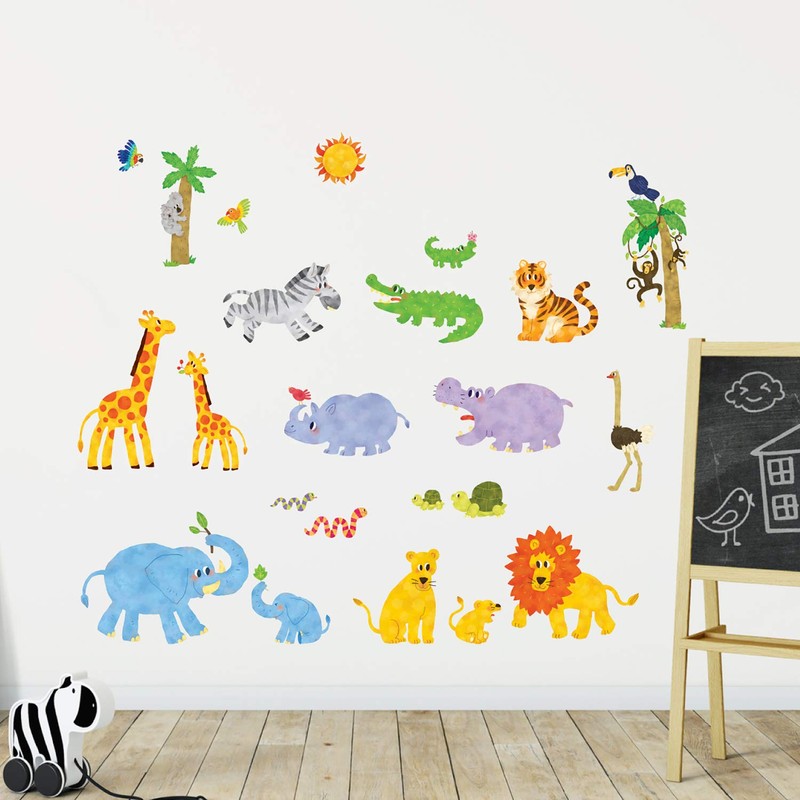 DECOWALL DW-1513N Jungle Animals Jungle Animals Wall Sticker Wall Decoration