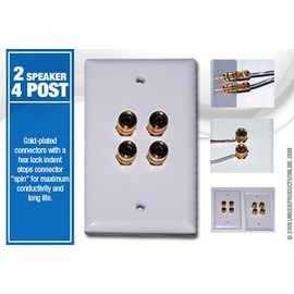 Speaker Wall Plate 4 Post for 2 Speakers and Color Coded for Home Theater Systems. Our in Wall Speaker Wall Plates Provide an Easy Professional Clean Look.